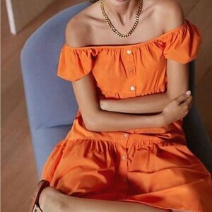 Anthropologie Off-Shoulder Orange Dress